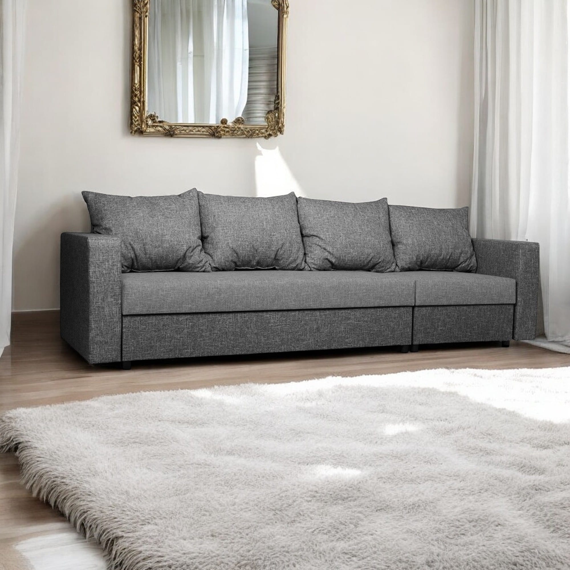 Stūra dīvāns Lona Kombinēts gaišs+tumši pelēks XL (160cm) - 1