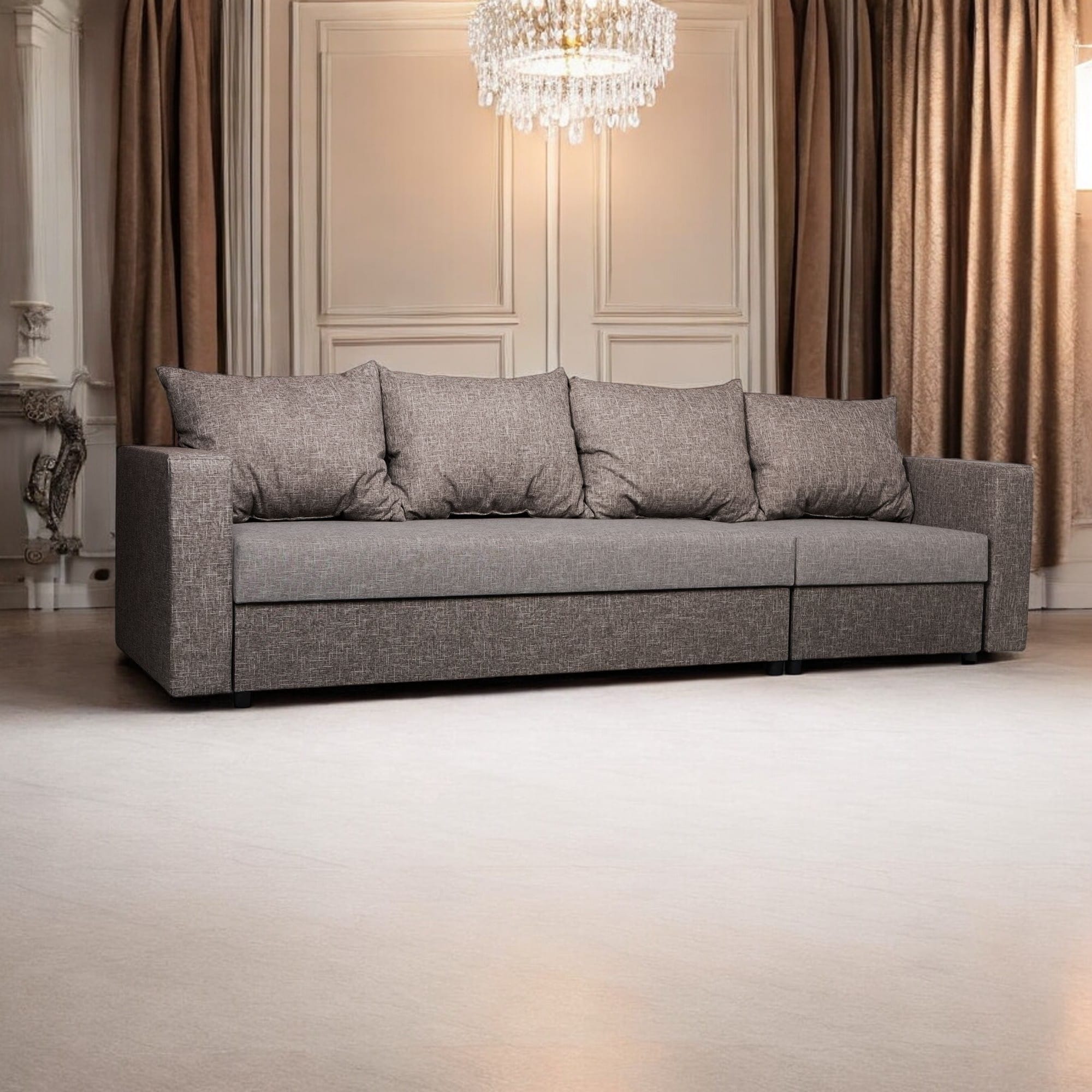 Stūra dīvāns Lona Kombinēts gaišs+tumši bēšs XL (160cm) - 1