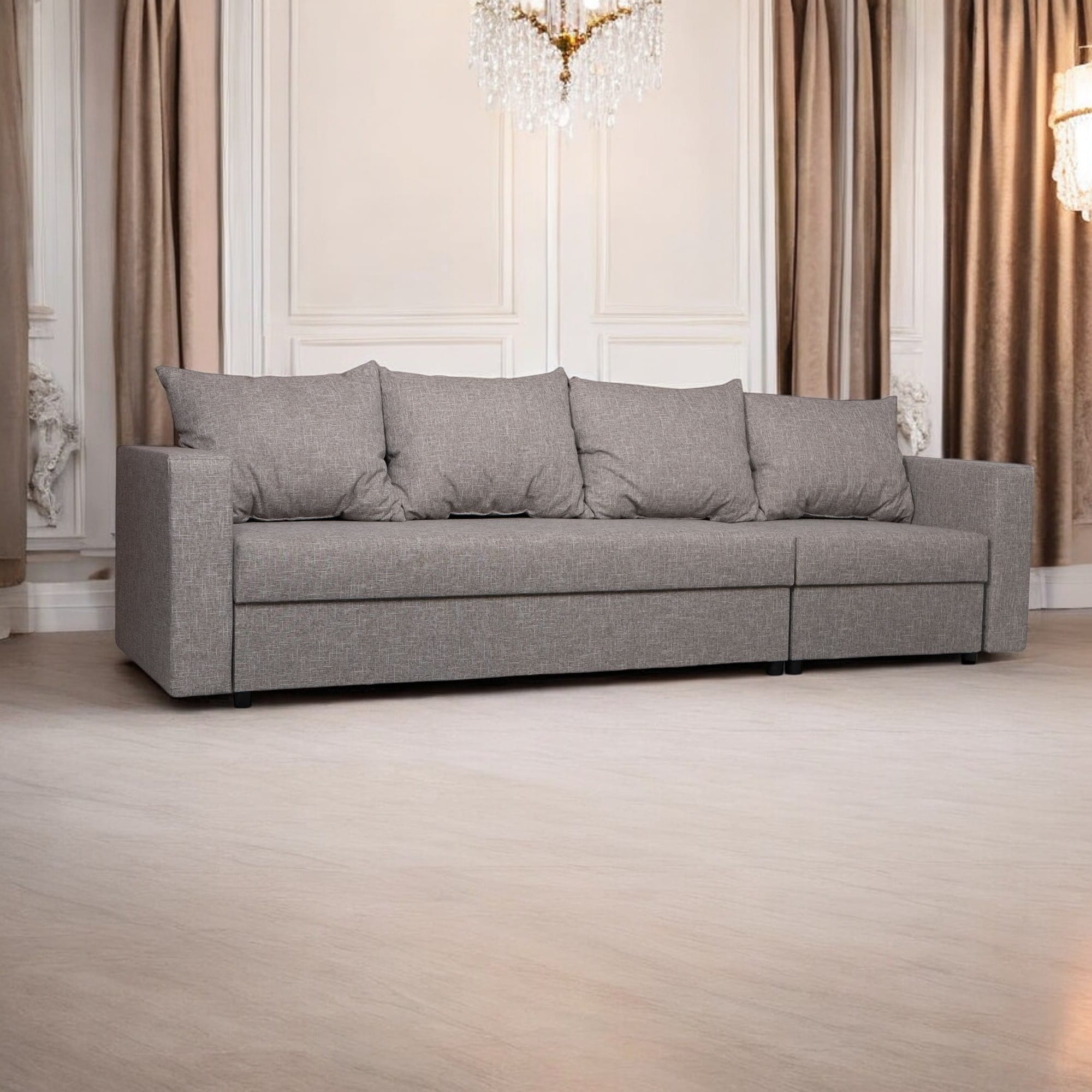 Stūra dīvāns Lona Bēšs-pelēks XL (160cm) - 1