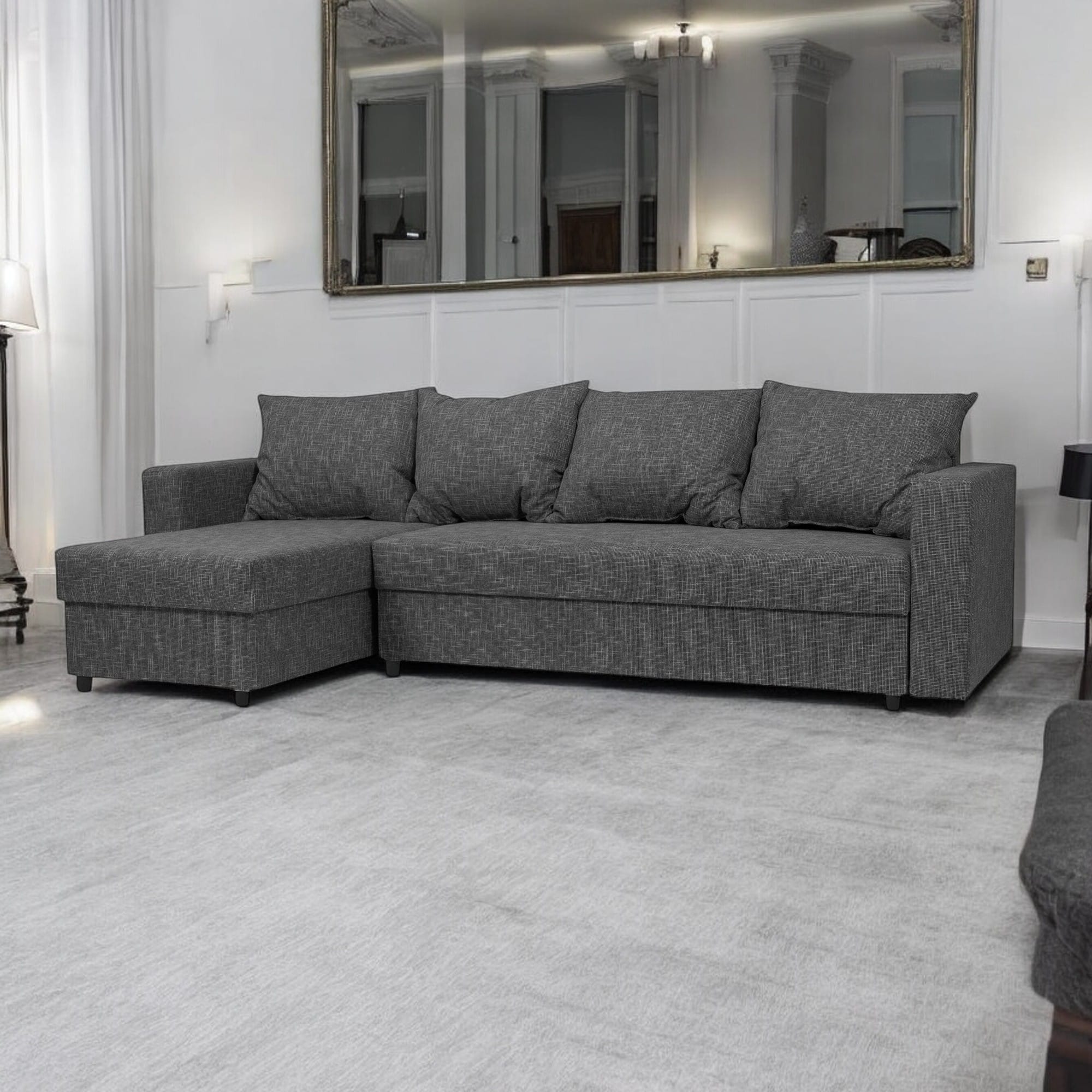 Stūra dīvāns Lugan+ Grafīta XL (160cm) - 1