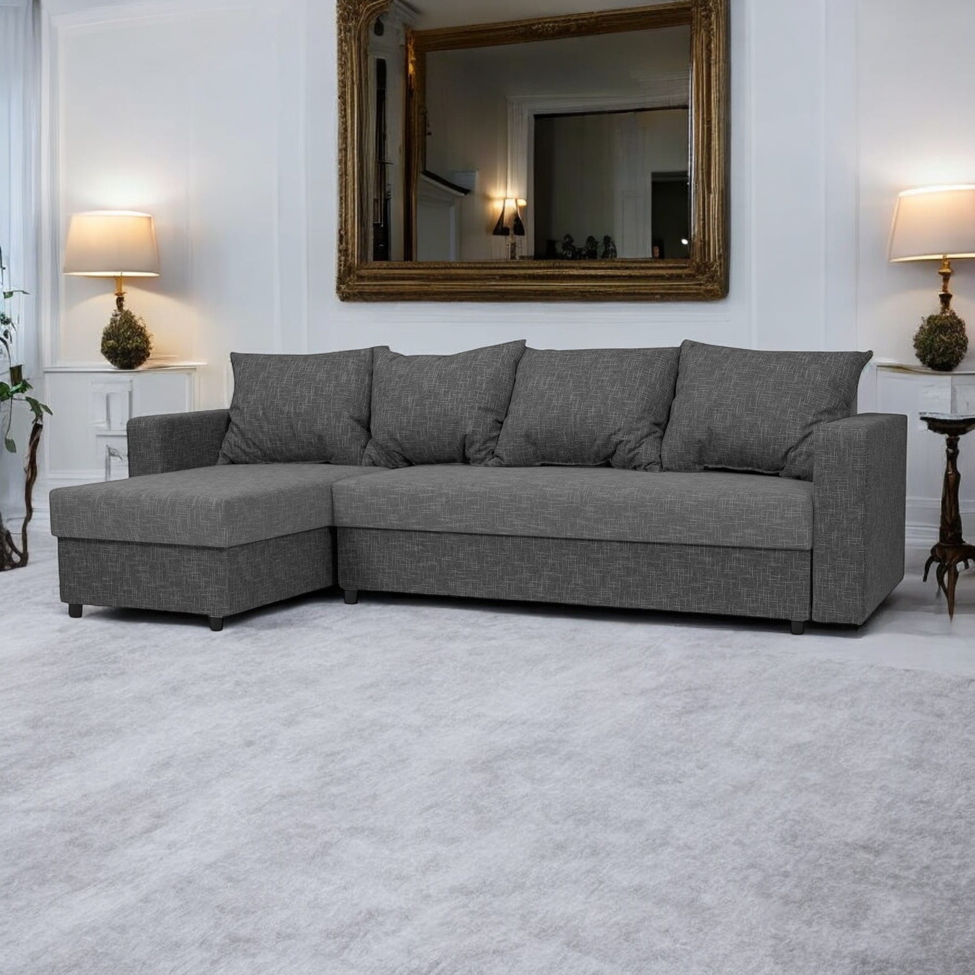 Stūra dīvāns Lugan+ Kombinēts gaišs+tumši pelēks XL (160cm) - 1