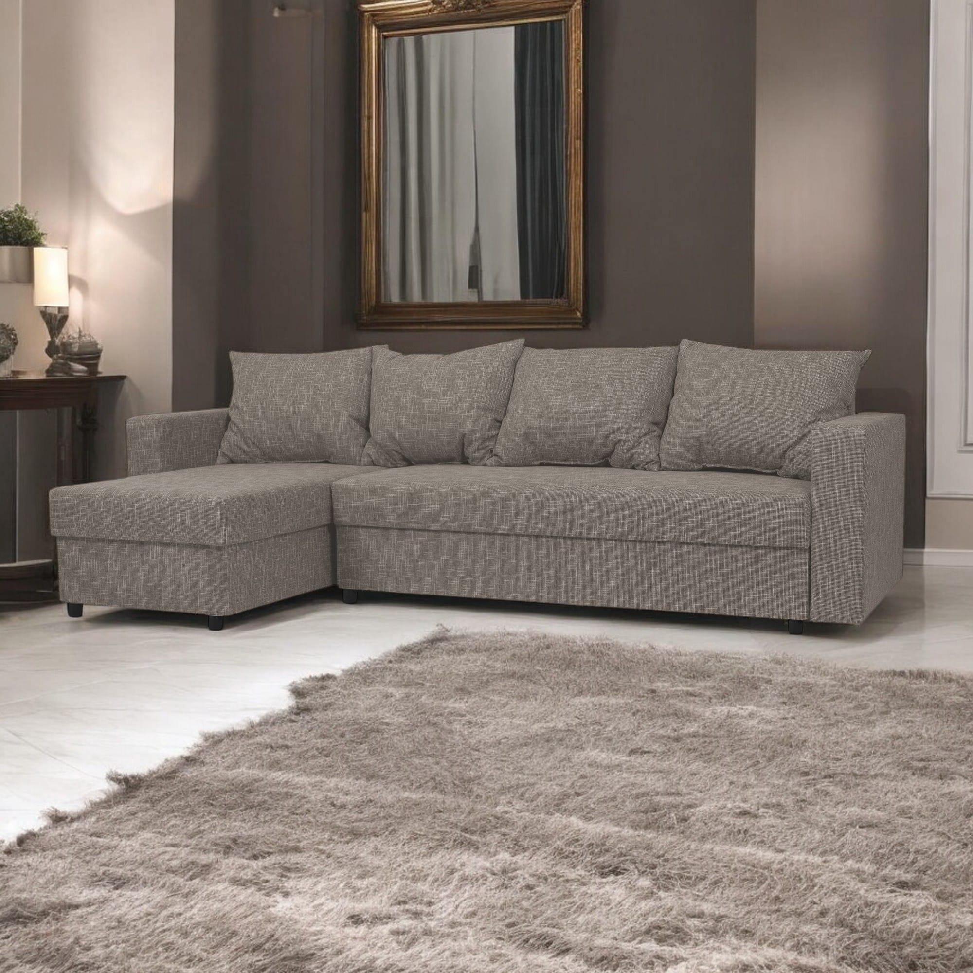 Stūra dīvāns Lugan+ Bēšs-pelēks XL (160cm) - 1