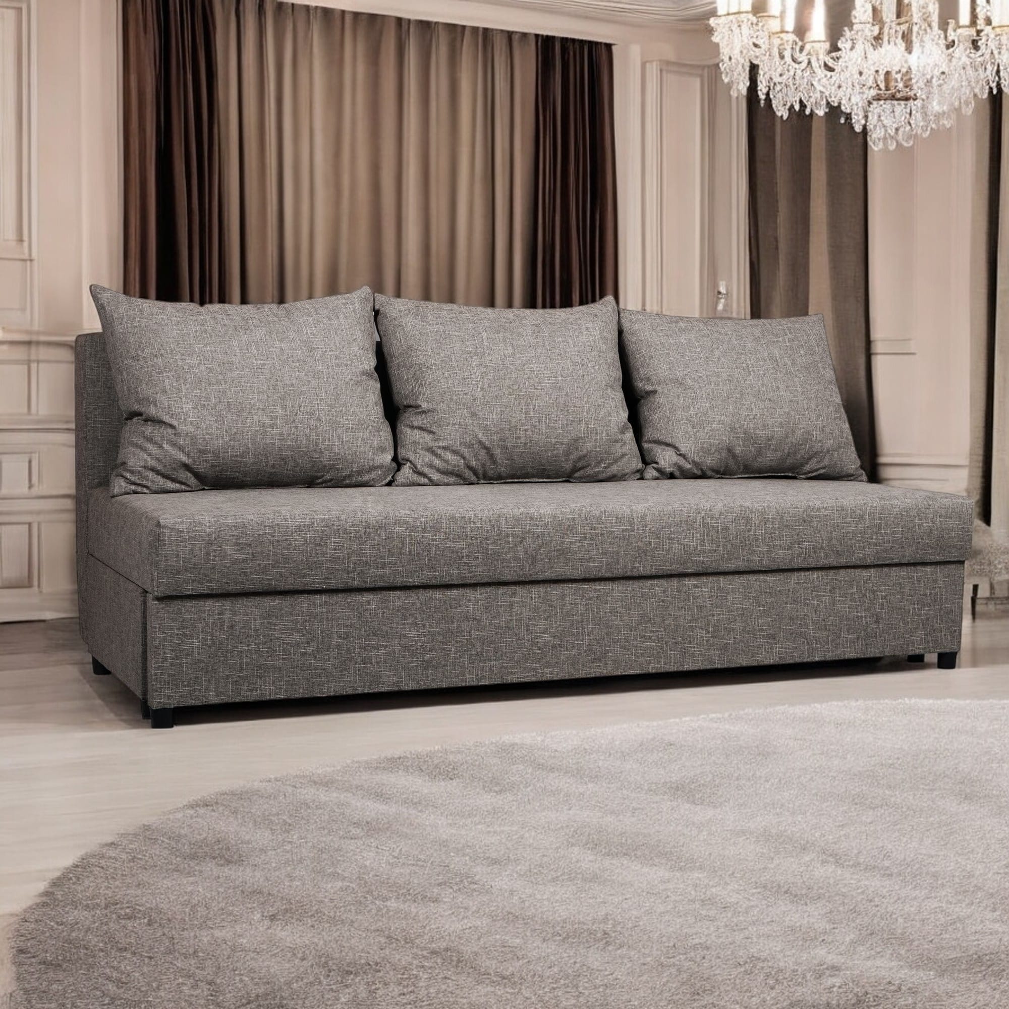 Dīvāns–Gulta Mini Tumši bēšs XL (160cm) - 1