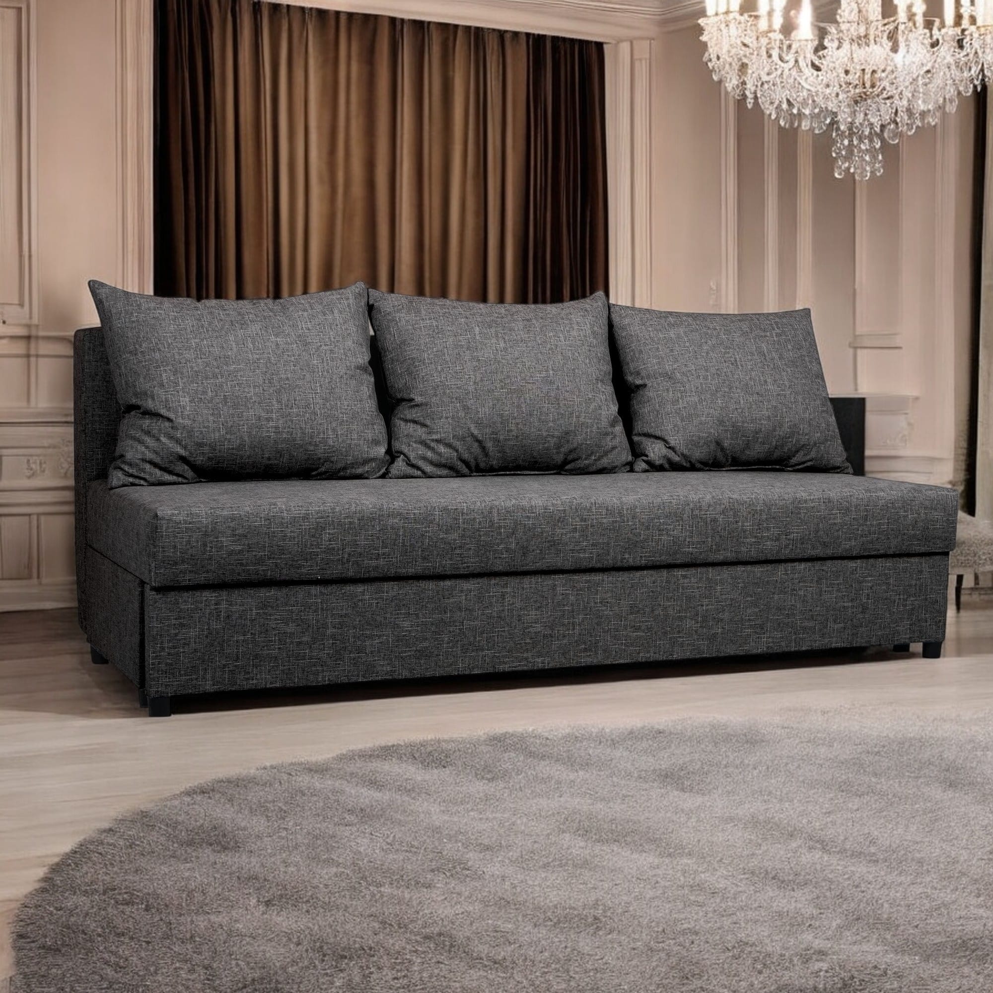 Dīvāns–Gulta Mini Grafīta XL (160cm) - 1