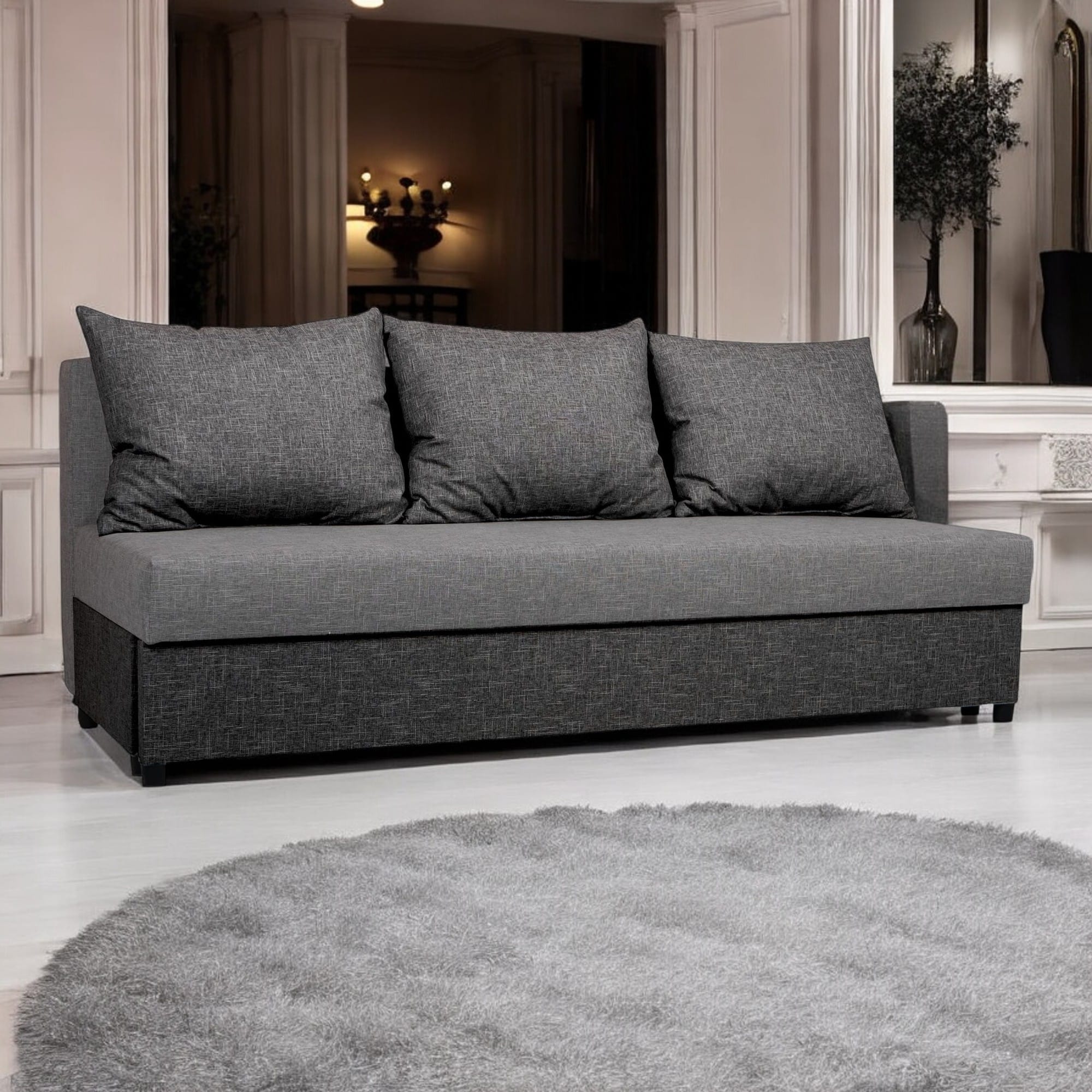 Dīvāns–Gulta Mini Kombinēts gaišs+tumši pelēks XL (160cm) - 1