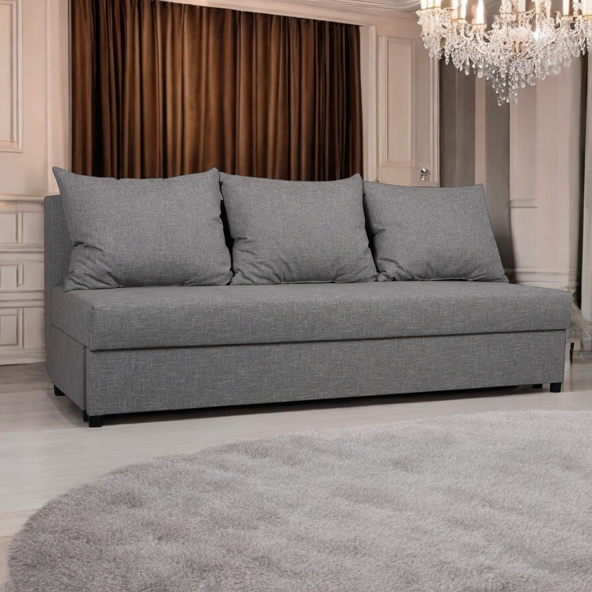 Dīvāns–Gulta Mini Gaiši pelēka XL (160cm) - 1