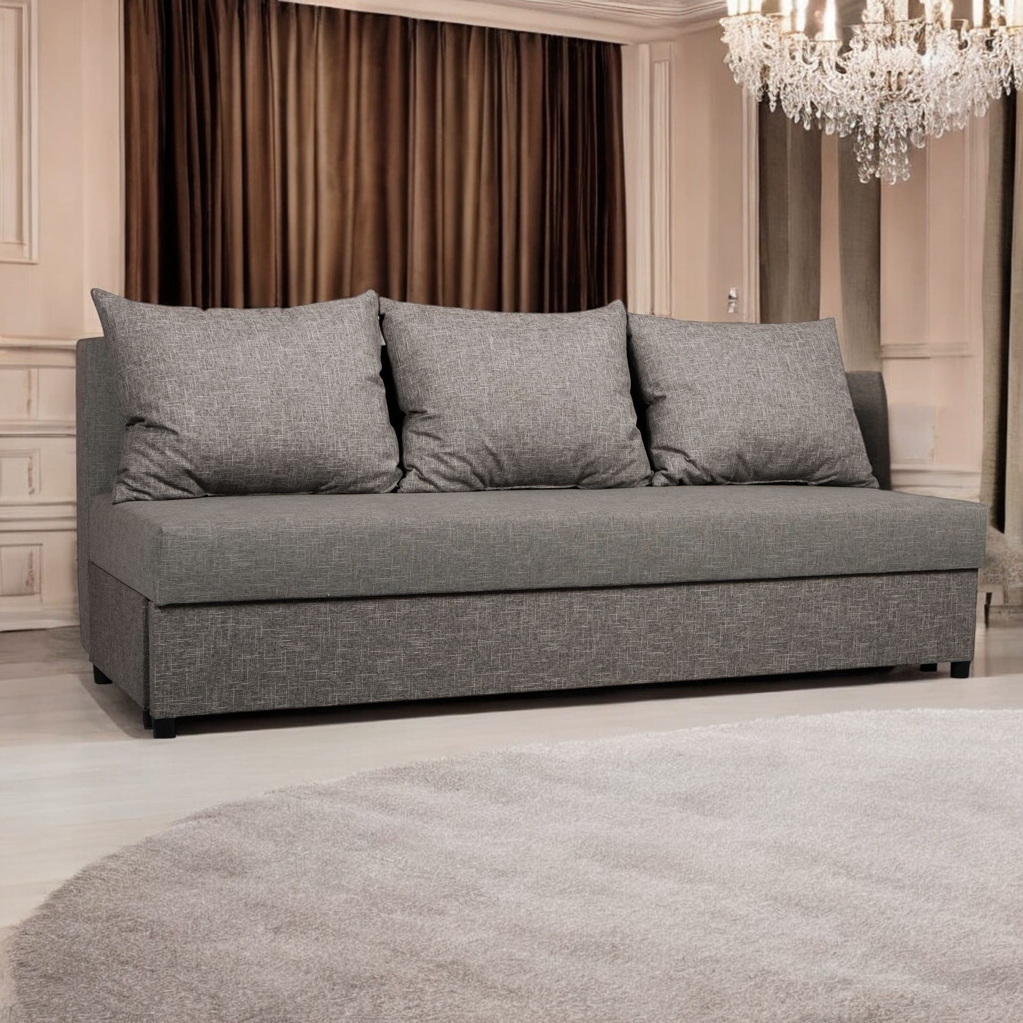 Dīvāns–Gulta Mini Kombinēts gaišs+tumši bēšs XL (160cm) - 1