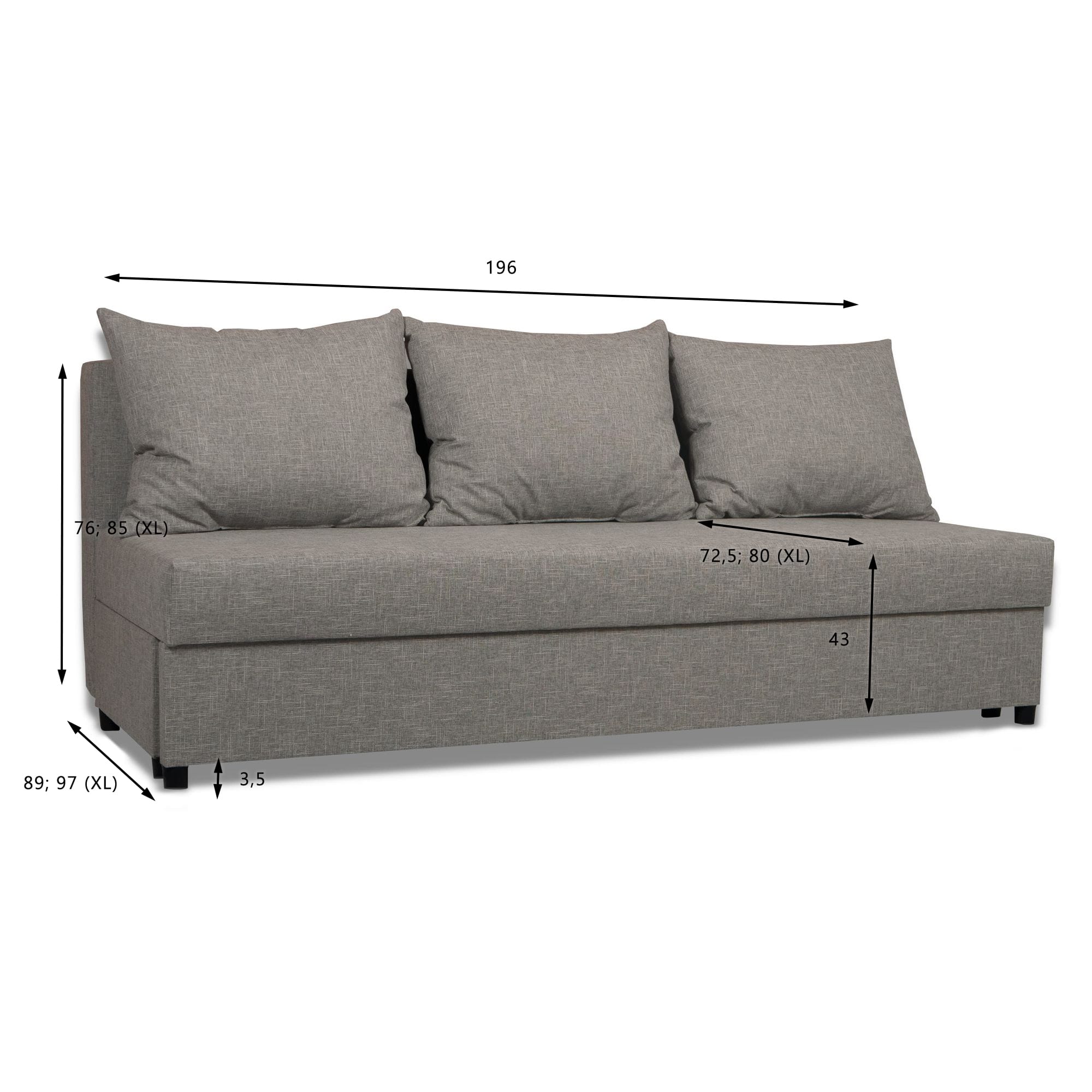 Dīvāns–Gulta Mini Kombinēts gaišs+tumši bēšs XL (160cm) - 3