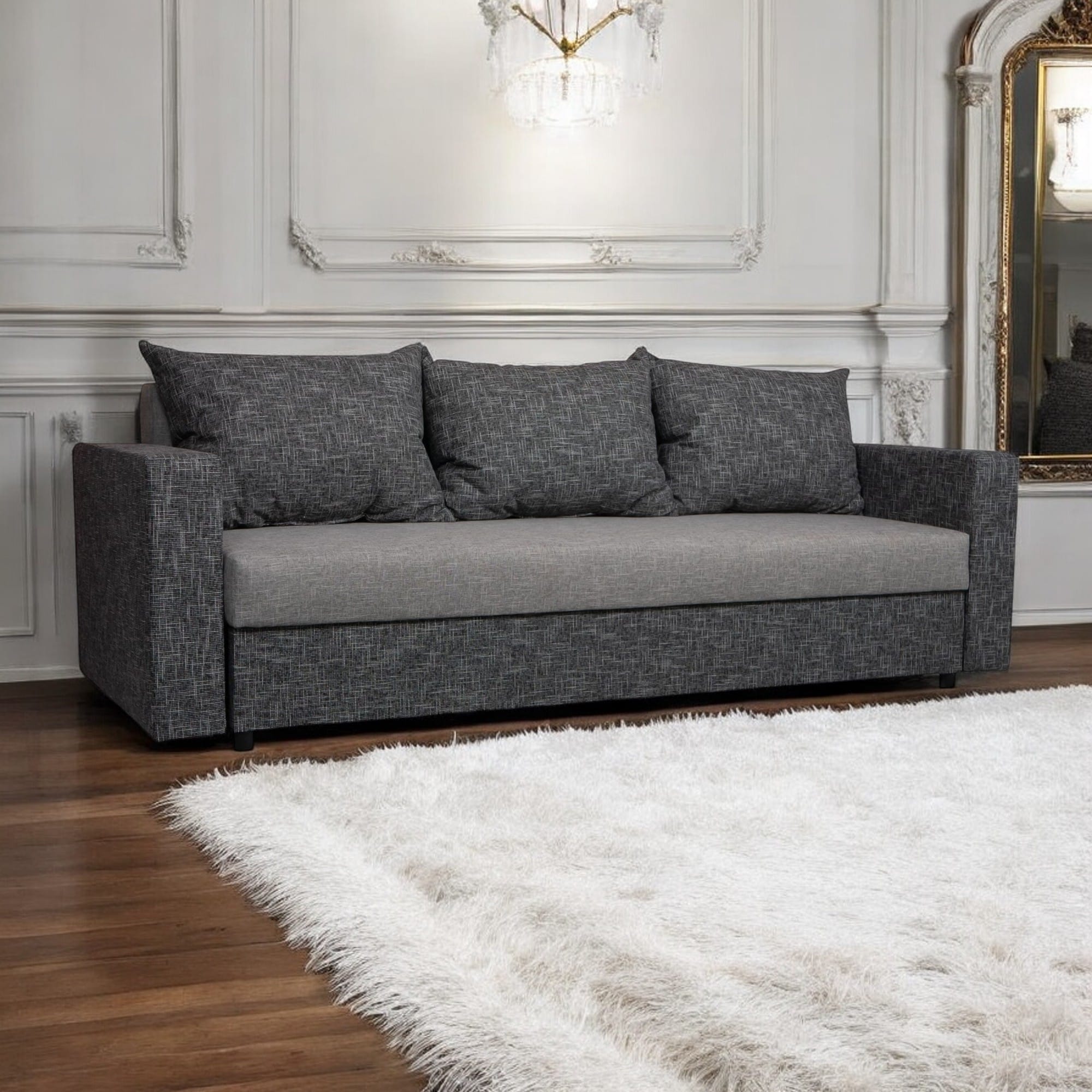 Dīvāns–Gulta Vuran Kombinēts gaišs+tumši pelēks XL (160cm) - 1