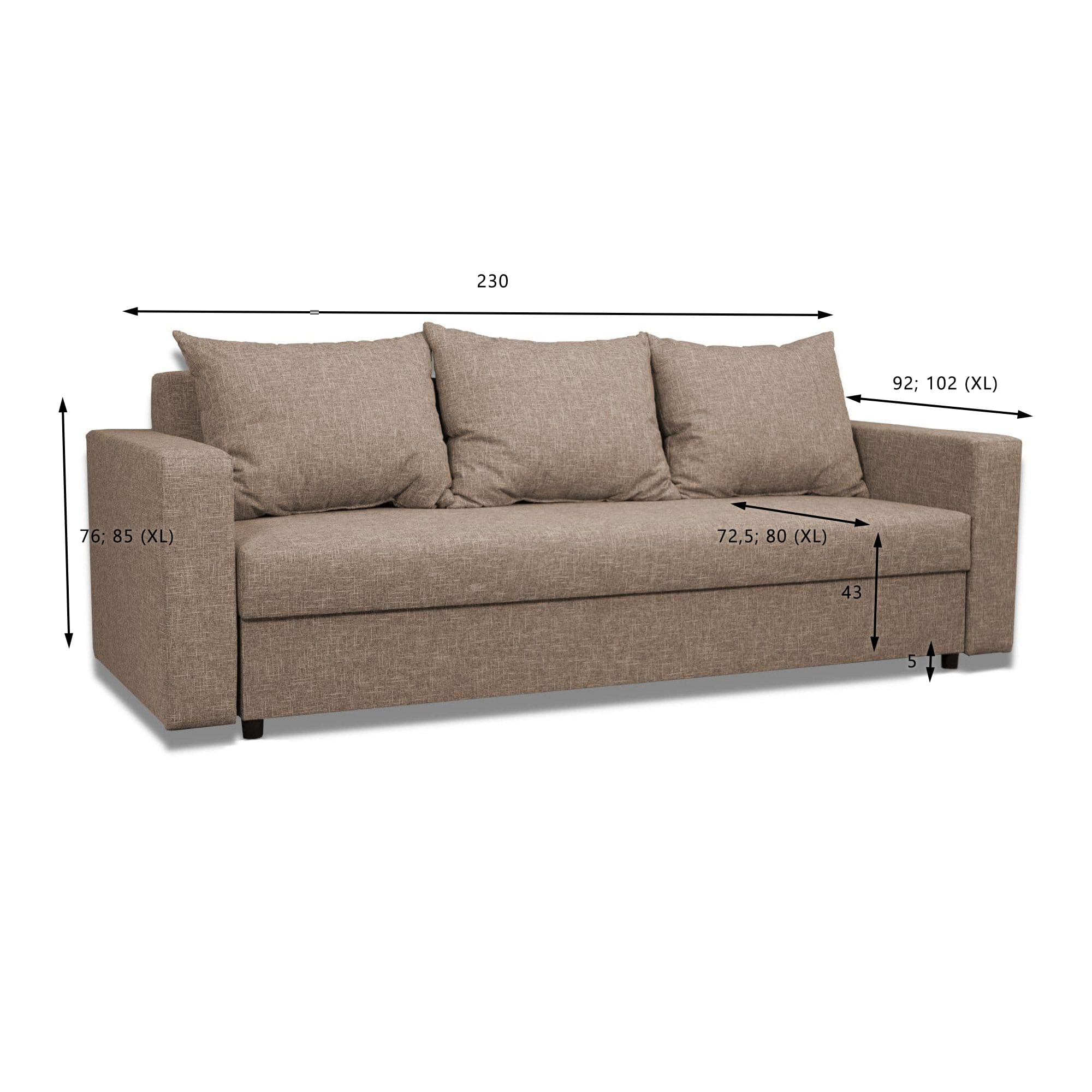 Dīvāns–Gulta Vuran Kombinēts gaišs+tumši bēšs XL (160cm) - 3