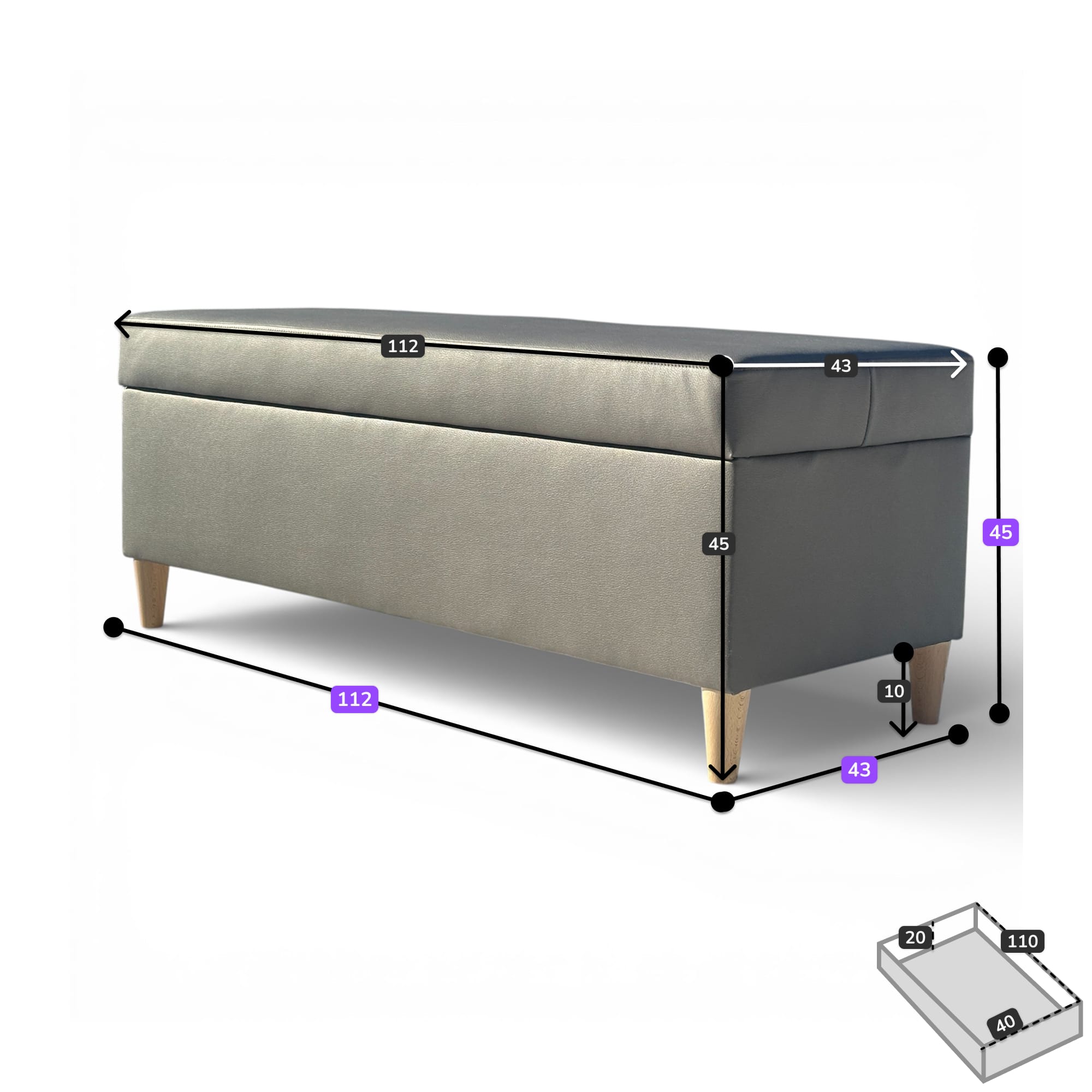 Backless sofa with drawers Nikoletti X Line — photo 9